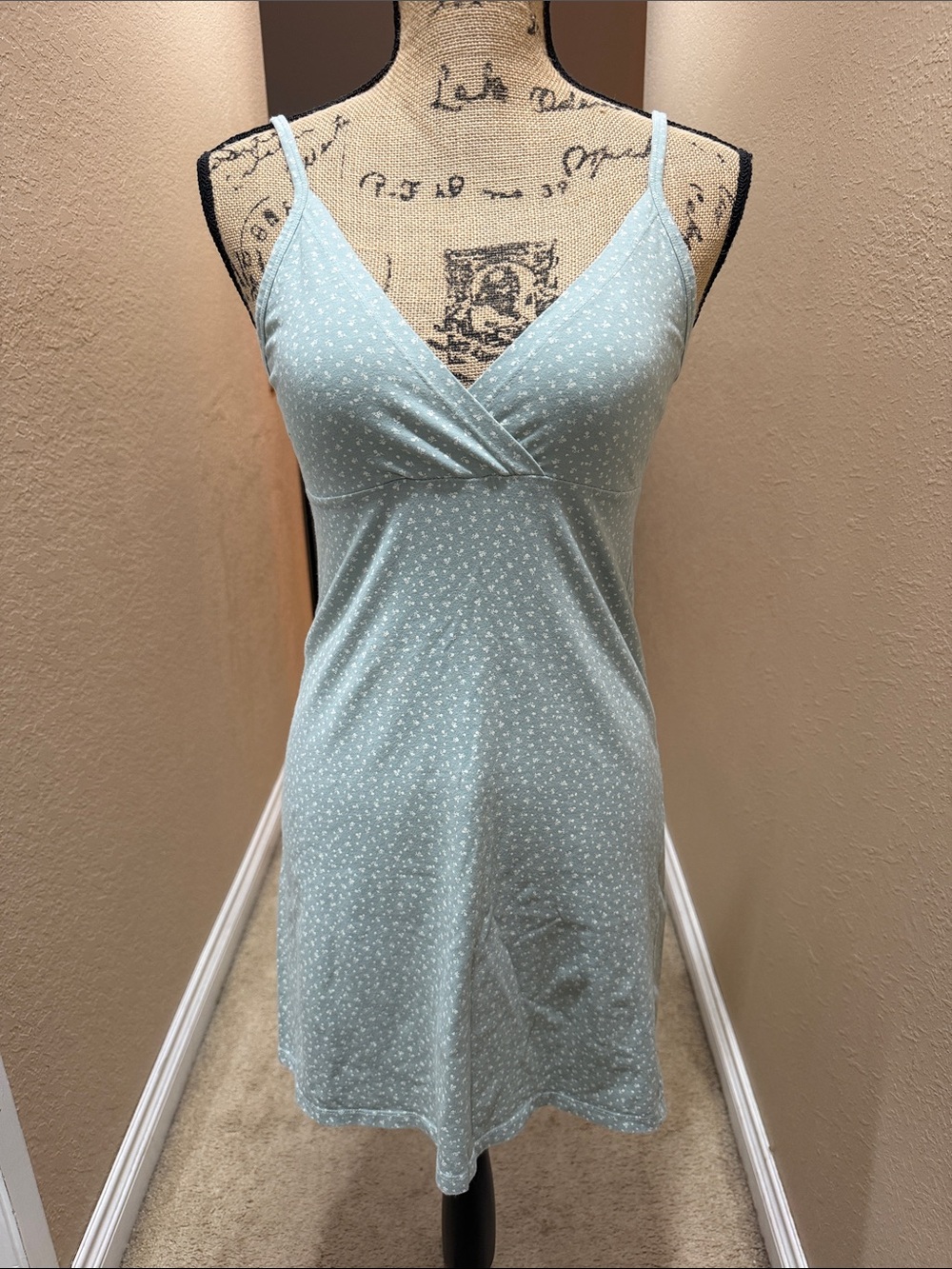 Brandy Melville mint green with tiny floral design Slip Dress